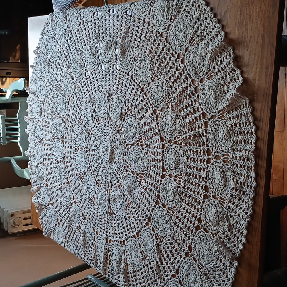 Handmade Round crocheted table cloth